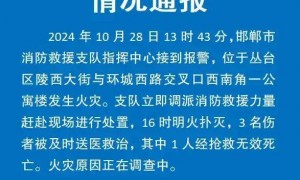 公寓高层发生火灾，多名被困人员悬在窗外，邯郸消防通报