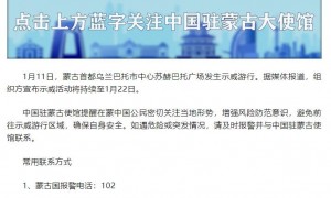 蒙古首都乌兰巴托市中心发生示威游行 中使馆发布提醒